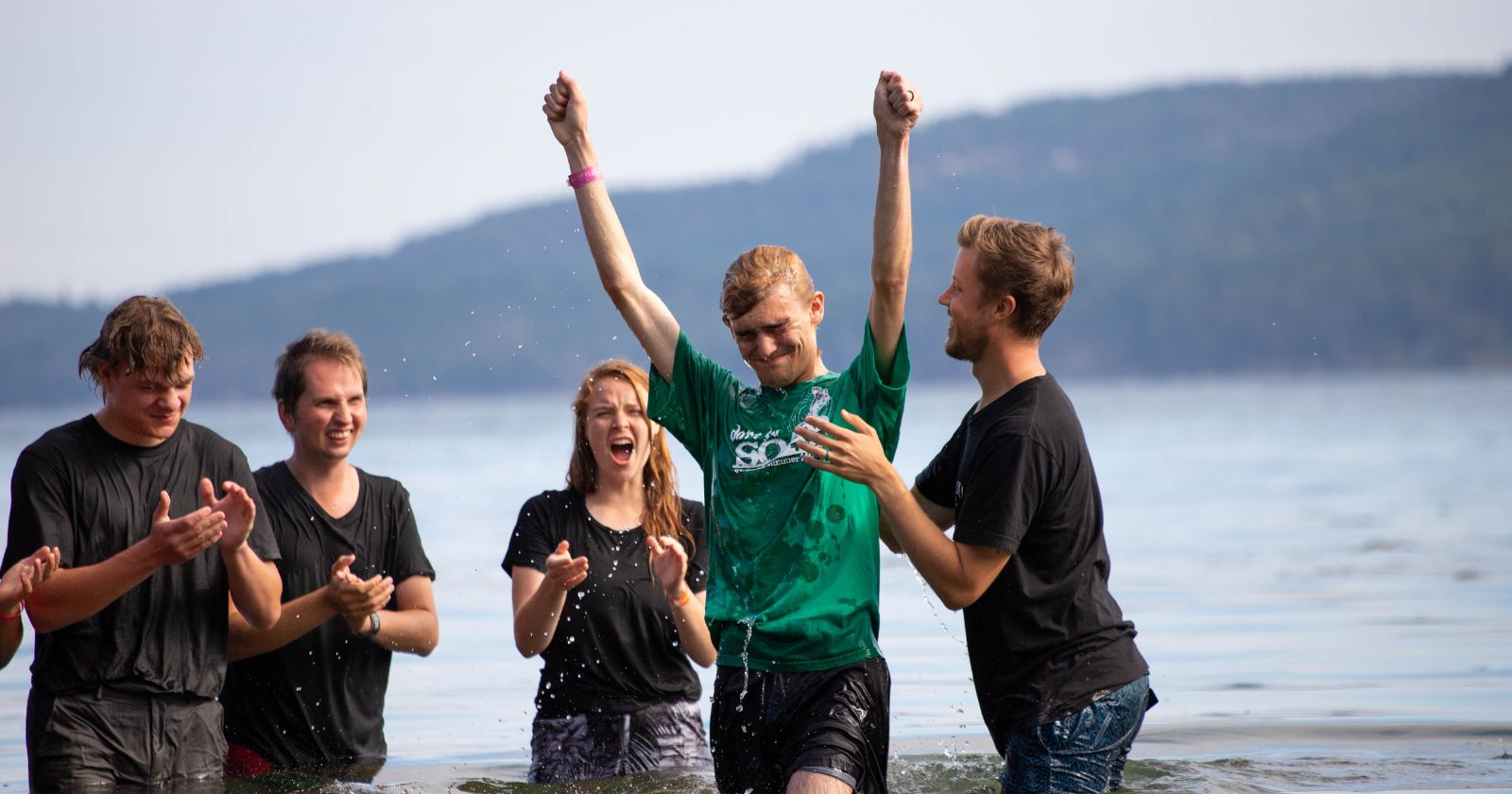 Steven's baptism at Camp Qwanoes