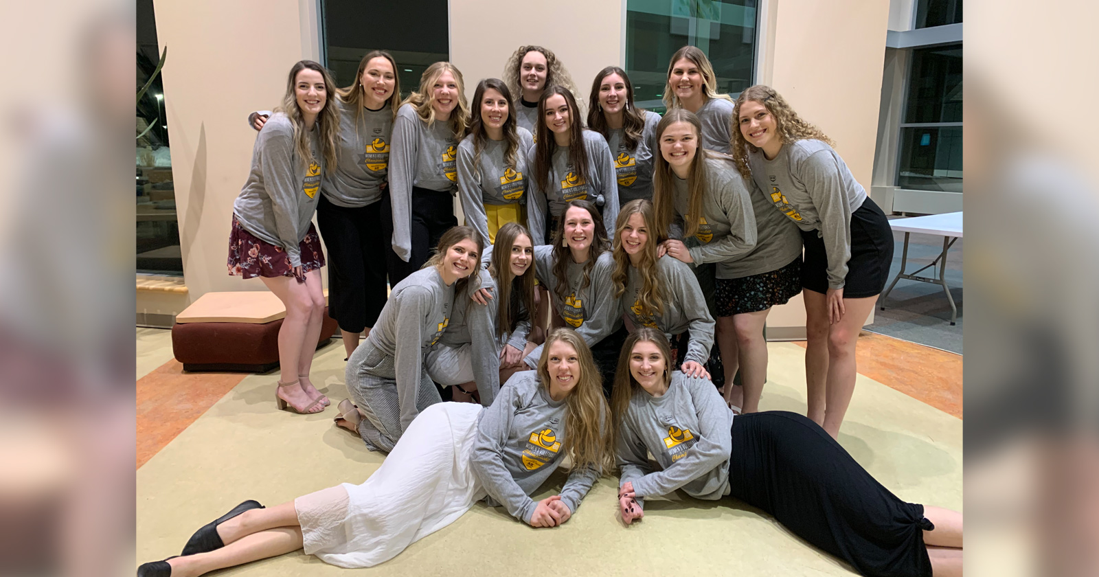 The Briercrest women's volleyball team at the CCAA awards banquet in QuÃ©bec City